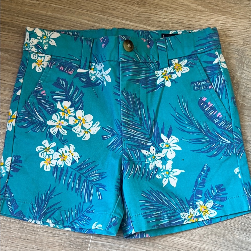Vineyard Vines Teal Floral Kids Shorts